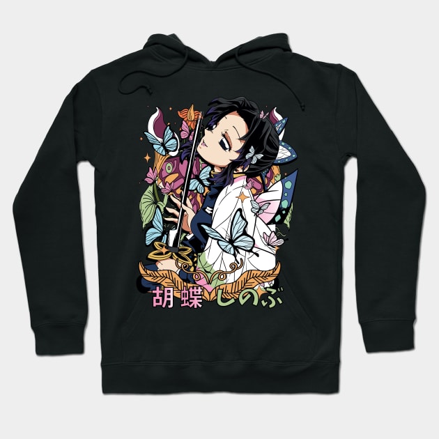 Benevolent Blossoms: Shinobu Kocho Design 03 Hoodie by OtakuAnimePH